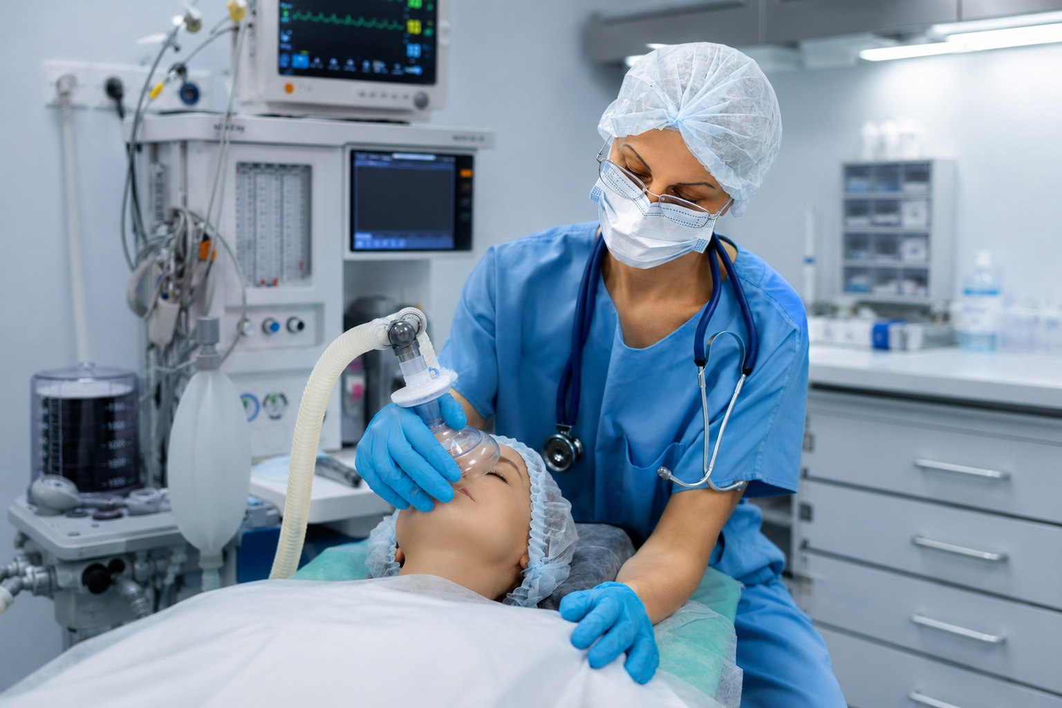 Real hospital equipment photo for anaesthesia inquiries