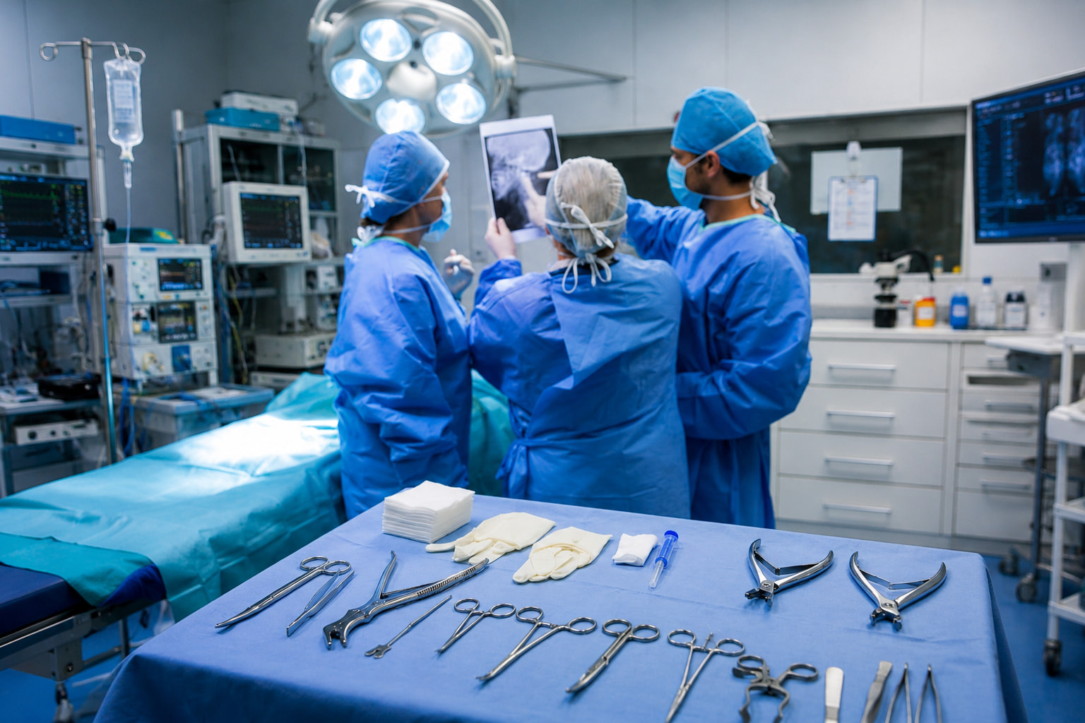 Real hospital patient room and clinical equipment photo